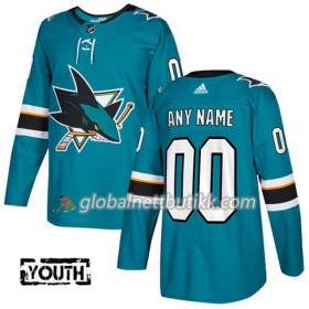 San Jose Sharks Hockeydrakt Custom 2017-2018 Teal Adidas Authentic - Barn